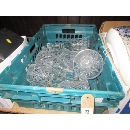 72 - CRATE OF DECANTERS ETC