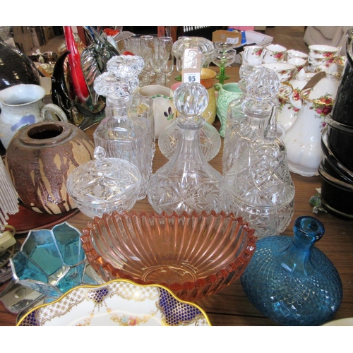 95 - QUANTITY OF DECANTERS AND OTHER GLASS