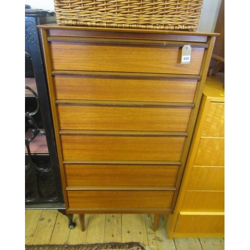 990 - TEAK RETRO SIX DRAWER CHEST