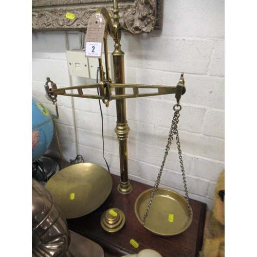 2 - VICTORIAN BRASS AND MAHOGANY SCALES AND WEIGHTS