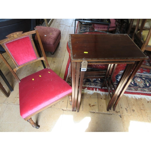 1053 - NEST OF TABLES AND INLAID NURSING CHAIR