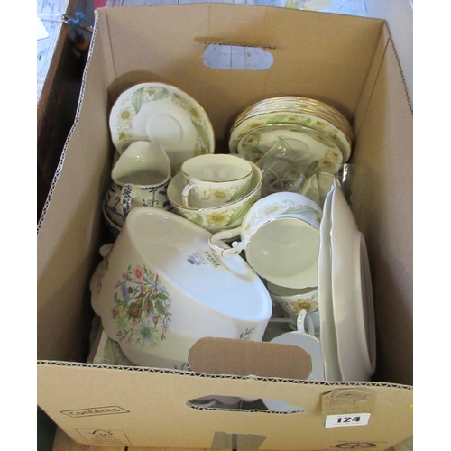 124 - BOX OF AYNSLEY AND OTHER CERAMICS