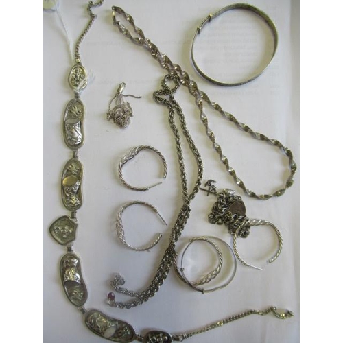 254 - SILVER NECKLACE 925 STD, SILVER LOCKET WITH CHAIN AND OTHER BRACELETS ETC