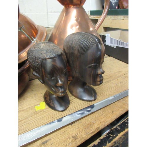 11 - PAIR OF AFRICAN WOODEN HEADS