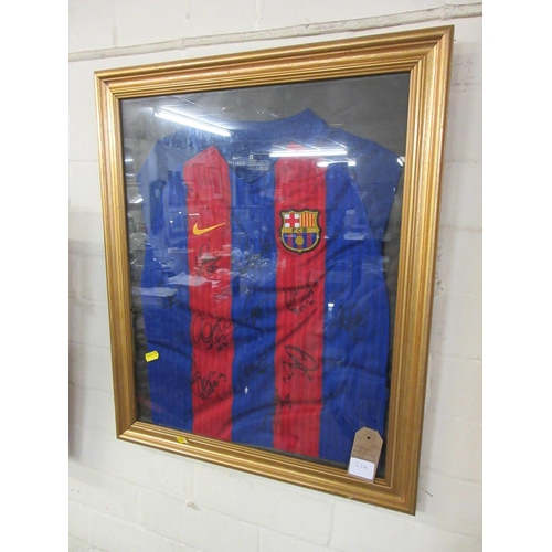 21A - FRAMED AND SIGNED BARCELONA FOOTBALL SHIRT