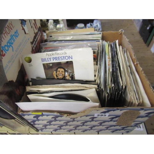 395 - BOX OF MAINLY APPLE LABEL 45 RPM RECORDS INCLUDING RINGO STARR GEORGE HARRISON AND BADFINGER