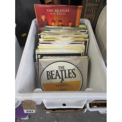 397 - BOX OF BEATLES 45 RPM RECORDS