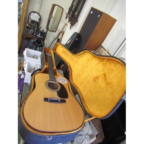 403 - CASED KENT ACOUSTIC GUITAR AND STAND