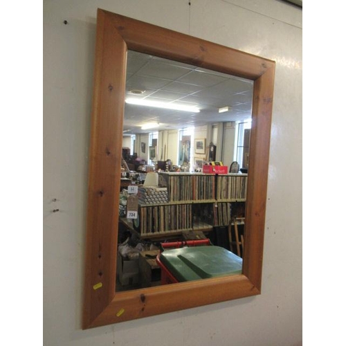 734 - LARGE PINE FRAMED MIRROR