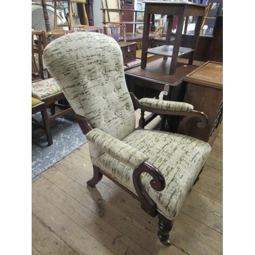 771 - UPHOLSTERED BUTTON BACK ARMCHAIR