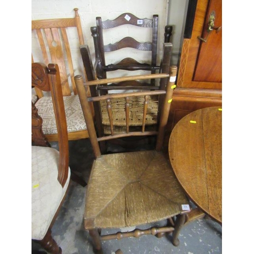 797 - TWO LADDERBACK CHAIRS AND ANOTHER CHAIR