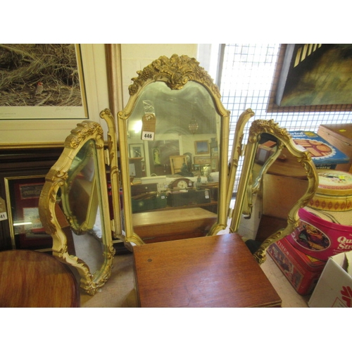 446 - ORNATE GILT AND CREAM TRIPLE TABLE MIRROR