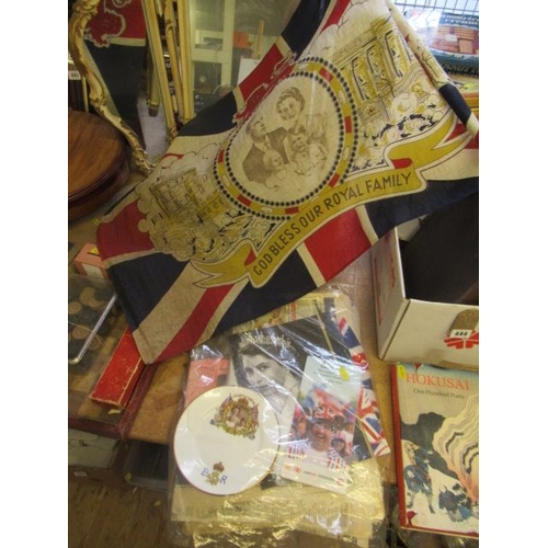 447 - CORONATION FLAG WITH NEWSPAPERS ETC