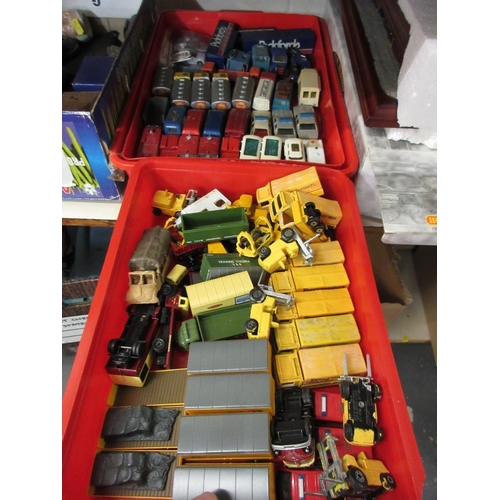 42 - THREE RED TRAYS OF DIECAST TOYS