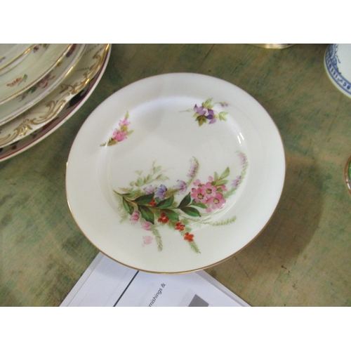 123 - QUANTITY OF EARLY 19TH CENTURY AND LATER PORCELAIN PLATES AND A PAIR OF NORITAKE BEAKER VASES