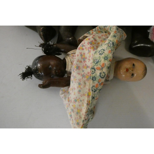 101 - Five composition dolls, comprising two approx. 14 1/2