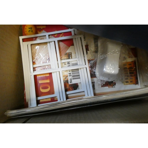 107 - Two boxes of doll's house building sets, parts, dolls and accessories (Est. plus 24% premium inc. VA... 