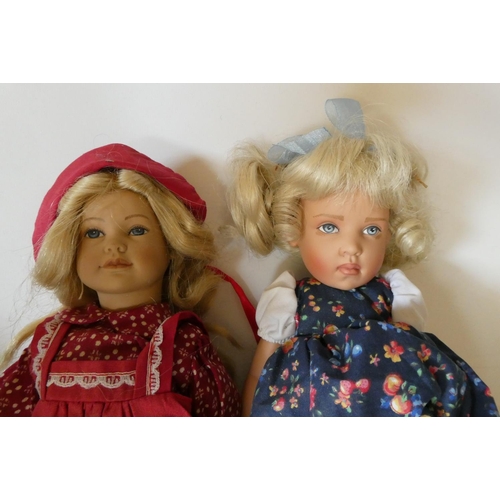 114 - Five collectors dolls, including a Sheer Elegance JDK Hilda doll, an all bisque Zena Clarke doll and... 