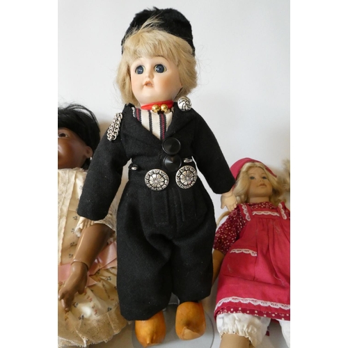 114 - Five collectors dolls, including a Sheer Elegance JDK Hilda doll, an all bisque Zena Clarke doll and... 