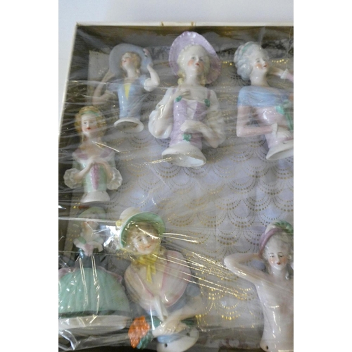 126 - A box of 11 large pin cushion dolls, all modelled as ladies (Est. plus 24% premium inc. VAT)