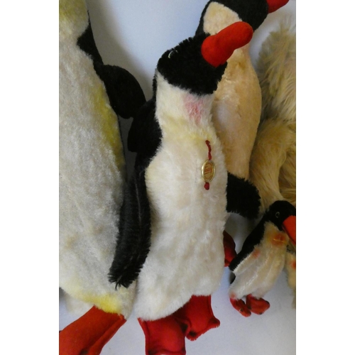 155 - A family of Hermann Penguins, mum, dad, teenager and chick, two with original labels and all with fe... 