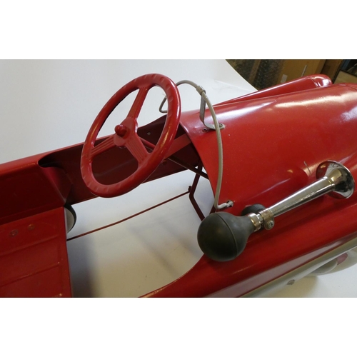 172 - A Mobo pedal car, 1950s, with painted metal body, manual horn and wire windshield, 36