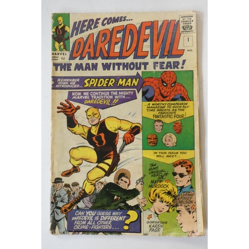 185 - Marvel's Daredevil No.1, priced 9d, the first introduction of Matt Murdock, used condition, curling ... 