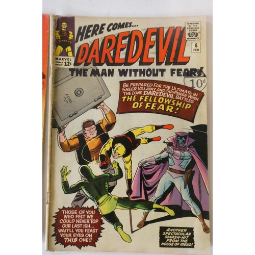 188 - Marvel's Daredevil No. 5 and 6, both priced 12c, but over stamped 10d, both in used condition, 5 wit... 