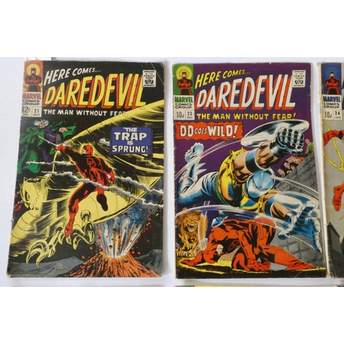 191 - Marvel's Daredevil no. 21, 23-35, including heroes such as Spiderman and Thor, condition used with s... 