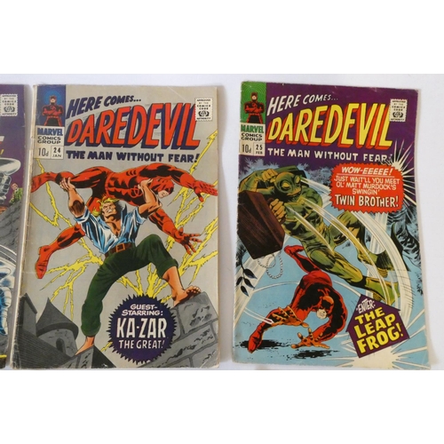 191 - Marvel's Daredevil no. 21, 23-35, including heroes such as Spiderman and Thor, condition used with s... 