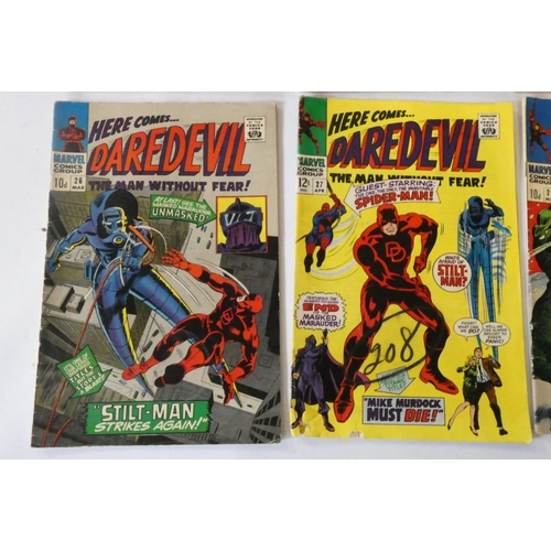 191 - Marvel's Daredevil no. 21, 23-35, including heroes such as Spiderman and Thor, condition used with s... 