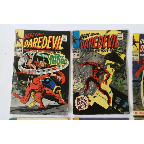 191 - Marvel's Daredevil no. 21, 23-35, including heroes such as Spiderman and Thor, condition used with s... 