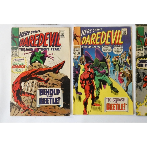 191 - Marvel's Daredevil no. 21, 23-35, including heroes such as Spiderman and Thor, condition used with s... 