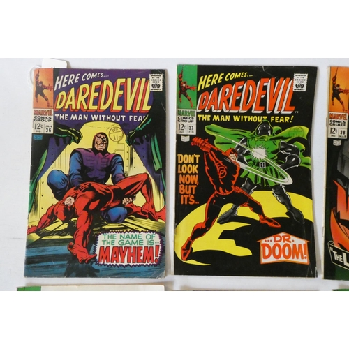 192 - Marvel's Daredevil no. 36-43 and 45-50, all priced 12c and ink stamped 1shilling, including Dr Doom ... 