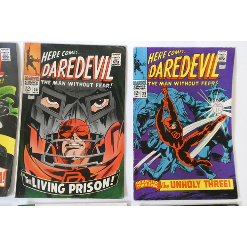 192 - Marvel's Daredevil no. 36-43 and 45-50, all priced 12c and ink stamped 1shilling, including Dr Doom ... 