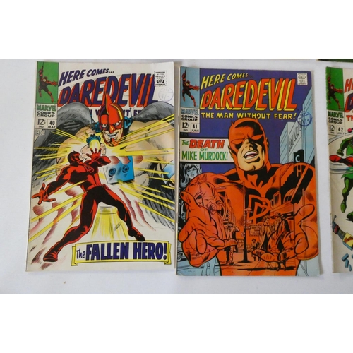 192 - Marvel's Daredevil no. 36-43 and 45-50, all priced 12c and ink stamped 1shilling, including Dr Doom ... 