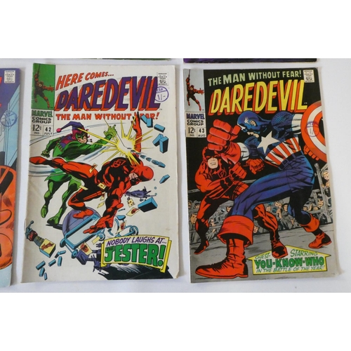 192 - Marvel's Daredevil no. 36-43 and 45-50, all priced 12c and ink stamped 1shilling, including Dr Doom ... 