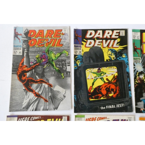 192 - Marvel's Daredevil no. 36-43 and 45-50, all priced 12c and ink stamped 1shilling, including Dr Doom ... 