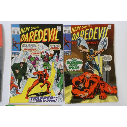 193 - Marvel's Daredevil no. 51-61, 63-68 and 70-73, the majority priced 15c with ink or paper sticker Eng... 