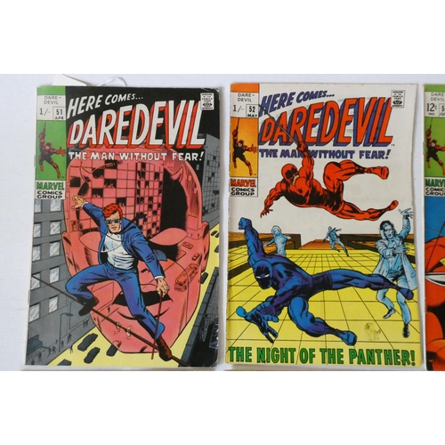 193 - Marvel's Daredevil no. 51-61, 63-68 and 70-73, the majority priced 15c with ink or paper sticker Eng... 