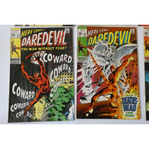 193 - Marvel's Daredevil no. 51-61, 63-68 and 70-73, the majority priced 15c with ink or paper sticker Eng... 