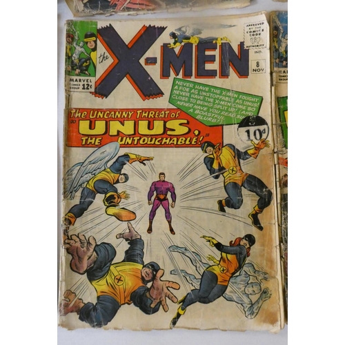 194 - Marvel's X-Men no.2, 5-8, 10 and one partial comic, including Sub-Mariner and Ka-Zar, priced 9d up t... 