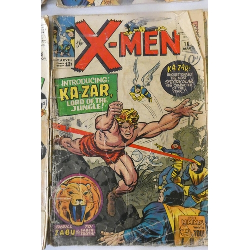 194 - Marvel's X-Men no.2, 5-8, 10 and one partial comic, including Sub-Mariner and Ka-Zar, priced 9d up t... 