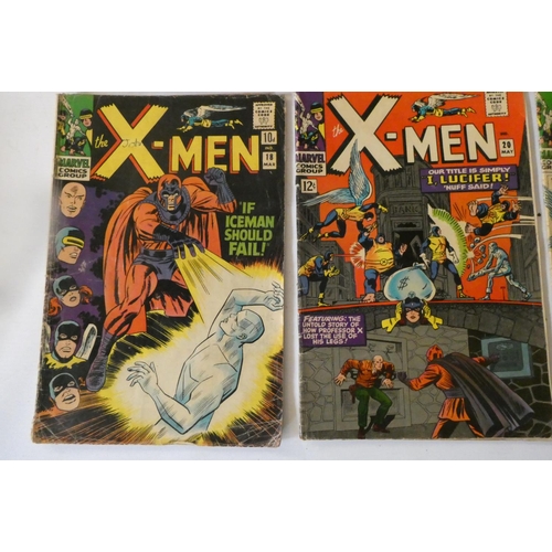 196 - Marvel's X-Men 15-18, and 20-27, eight priced 10d, the rest 12c. mixed used condition, creases, rips... 