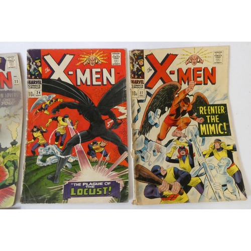 196 - Marvel's X-Men 15-18, and 20-27, eight priced 10d, the rest 12c. mixed used condition, creases, rips... 