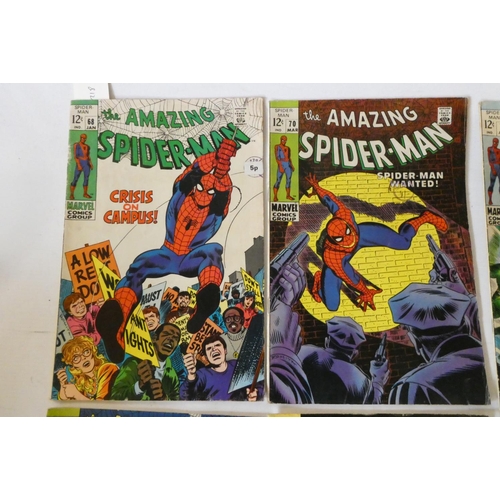 198 - Marvel's The Amazing Spider-Man no.68, 70, 71, 73, 74, 77, 78 and 80, the first five 12c and the res... 