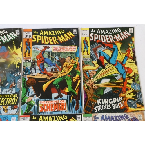 199 - Marvel's The Amazing Spider-Man no.81-88, 90-93, 96 and 97, 84 and 85 1shilling the rest 15c with in... 