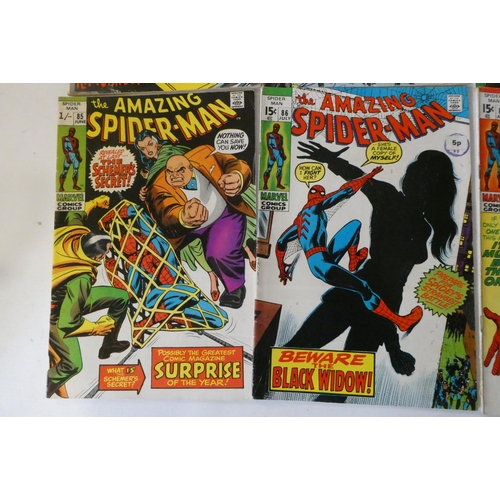 199 - Marvel's The Amazing Spider-Man no.81-88, 90-93, 96 and 97, 84 and 85 1shilling the rest 15c with in... 