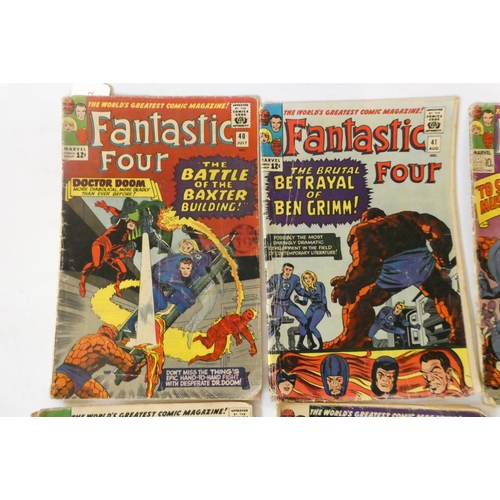 202 - Marvel's Fantastic Four no. 40 - 49 inclusive, five priced 12c, the rest 10d, featuring Daredevil an... 