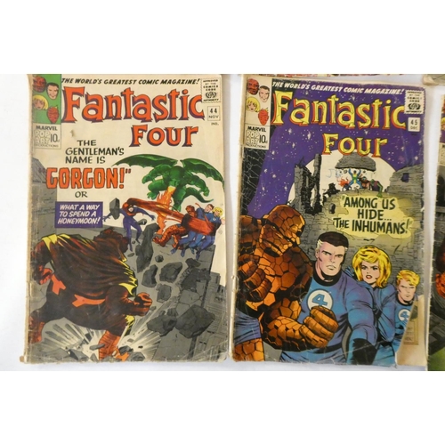 202 - Marvel's Fantastic Four no. 40 - 49 inclusive, five priced 12c, the rest 10d, featuring Daredevil an... 